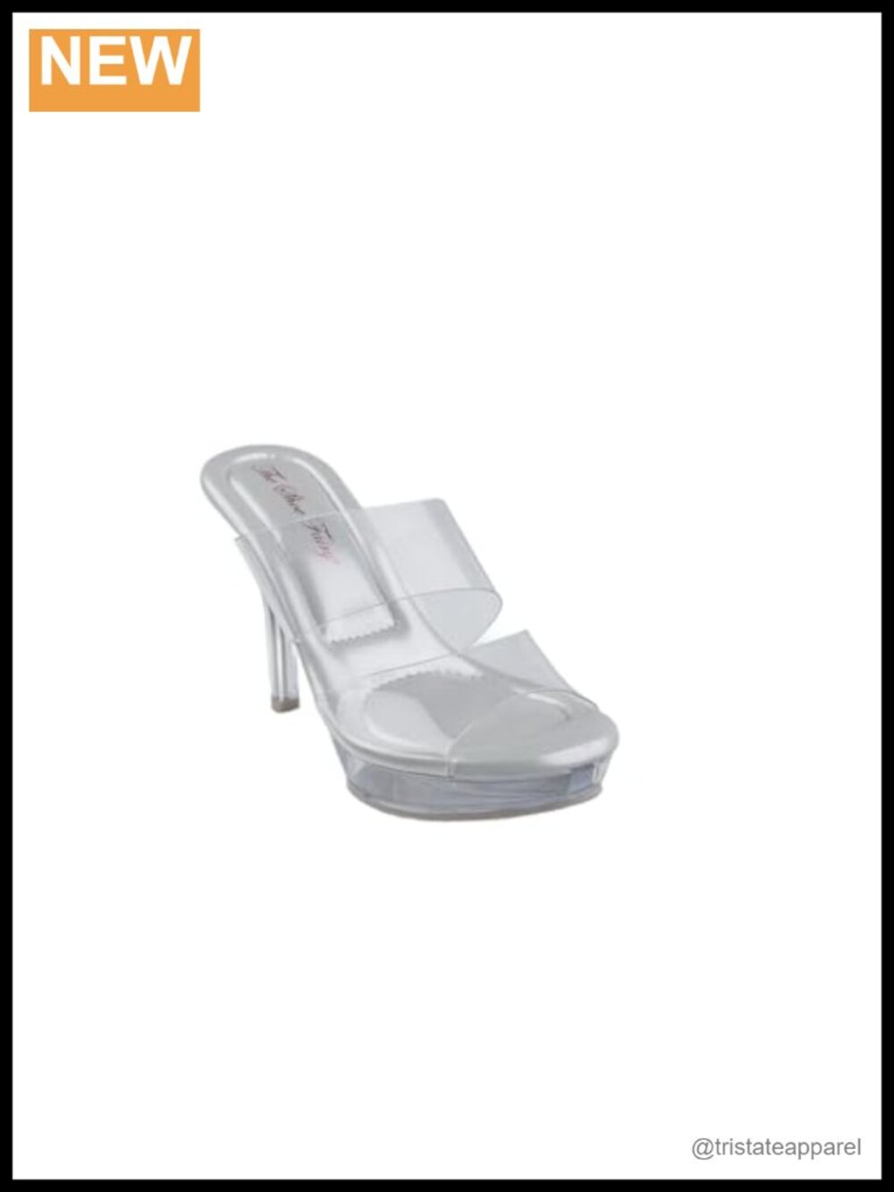 Wide Width 4.5-Inch Competition Platform Heels Double Strap Clear